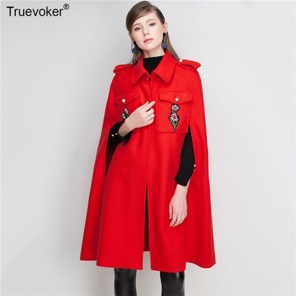 truevoker runway fashion red cloak coat women's sleeves luxury embroidery christmas party woolen blends outerwear 210602, Black
truevoker runway fashion red cloak coat women's sleeves luxury embroidery christmas party woolen blends outerwear 210602, Black