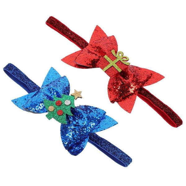 hair accessories 2pcs bows headbands girls kids glitter hairbands for party decoration, Slivery;white