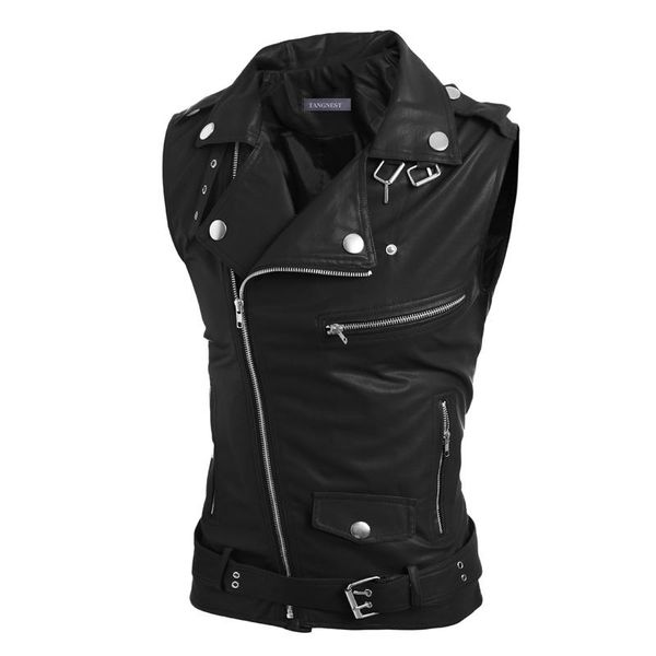 men's vests vest men 2021 personality desigher pu leather decoration handsome fashionable male, Black;white
men's vests vest men 2021 personality desigher pu leather decoration handsome fashionable male, Black;white