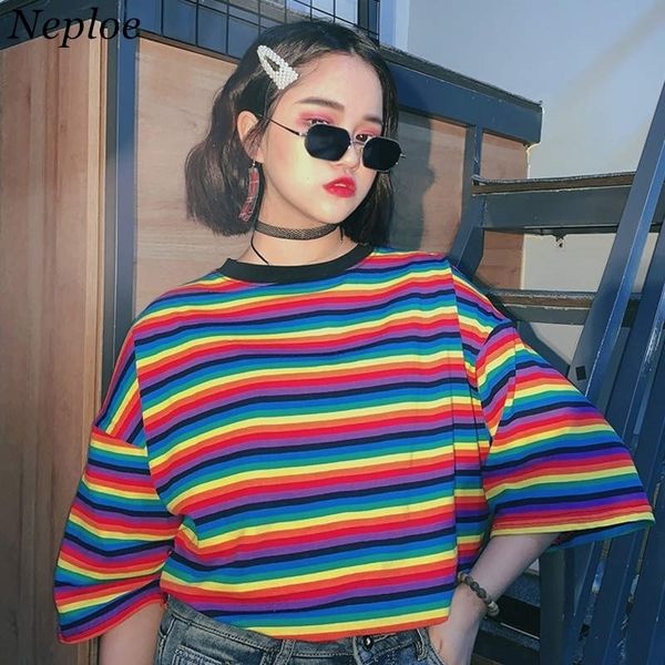 neploe 2021 women tshirts rainbow striped tee shirts o-neck harajuku loose t shirt woman clothes short sleeve bf tshirts 38094 210309, White
neploe 2021 women tshirts rainbow striped tee shirts o-neck harajuku loose t shirt woman clothes short sleeve bf tshirts 38094 210309, White