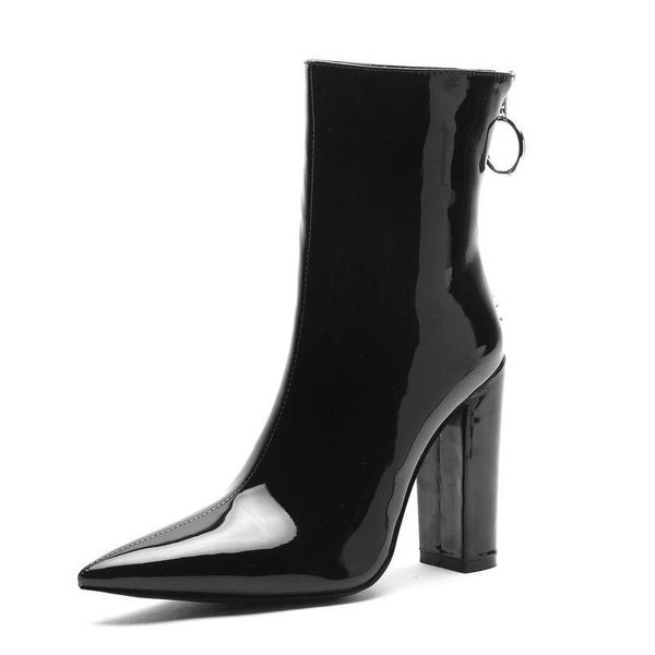 boots ladies patent leather short spring autumn metal zipper women's shoes winter fashion square high heel plus size ankle, Black
boots ladies patent leather short spring autumn metal zipper women's shoes winter fashion square high heel plus size ankle, Black