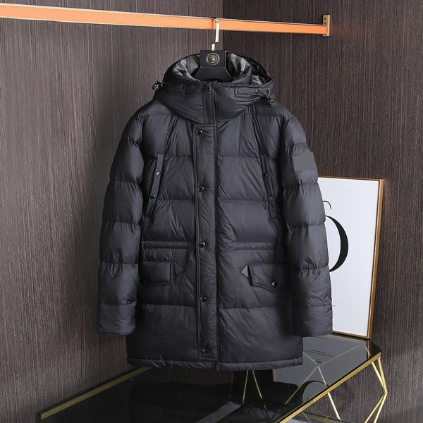 men's hooded long et, warm coat, fashion, simple, high-grade, with letters, novel, Black 
men's hooded long et, warm coat, fashion, simple, high-grade, with letters, novel, Black