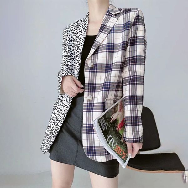 2021 spring autumn women blazer fashion plaid leopard color matching single breasted long sleeve suit coat european trend, Black;brown
2021 spring autumn women blazer fashion plaid leopard color matching single breasted long sleeve suit coat european trend, Black;brown