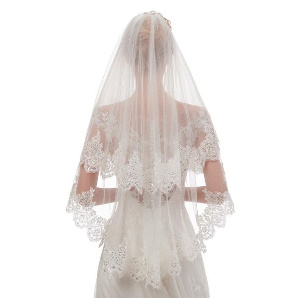 bridal veils voile mariage wedding accessory 2 tier veil lace sequins elbow length with metal comb veu de noiva, Black
bridal veils voile mariage wedding accessory 2 tier veil lace sequins elbow length with metal comb veu de noiva, Black