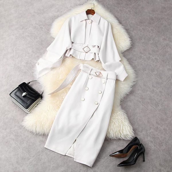 skirt suits ladies 2021 spring new turn down collar cloak fake 2 pcs short jacket + double breasted slit skirt office set, White
skirt suits ladies 2021 spring new turn down collar cloak fake 2 pcs short jacket + double breasted slit skirt office set, White