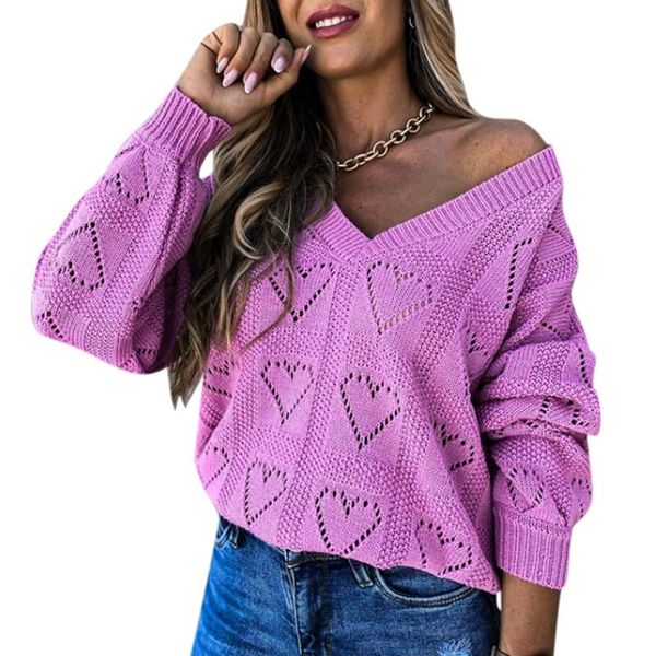 women's sweaters loose sweater women knitted autumn heart hollow out v neck pullovers long sleeve solid clothes, White;black
women's sweaters loose sweater women knitted autumn heart hollow out v neck pullovers long sleeve solid clothes, White;black