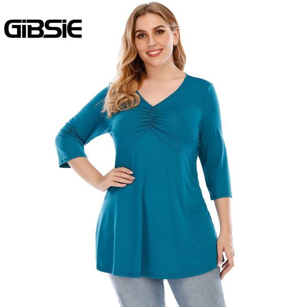 plus size t-shirt gibsie v neck solid ruched tee shirt women spring summer 3/4 sleeve t-shirts office casual female long tshirt
plus size t-shirt gibsie v neck solid ruched tee shirt women spring summer 3/4 sleeve t-shirts office casual female long tshirt