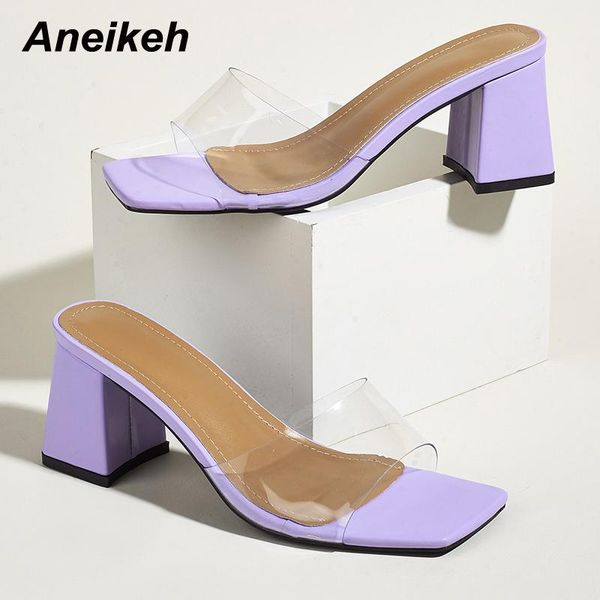 slippers aneikeh 2021 pvc women shoes summer peep toe fashion square heels shallow solid outside elegant concise dress, Black
slippers aneikeh 2021 pvc women shoes summer peep toe fashion square heels shallow solid outside elegant concise dress, Black