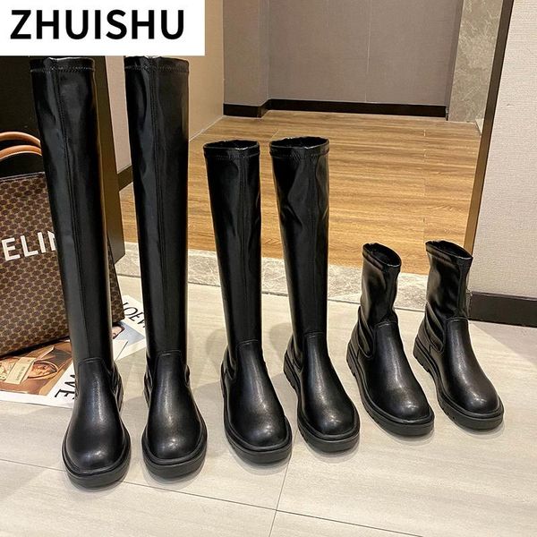 boots women's over-the-knee 2021 autumn leather high low heel comfort for women round toe botas mujer, Black
boots women's over-the-knee 2021 autumn leather high low heel comfort for women round toe botas mujer, Black