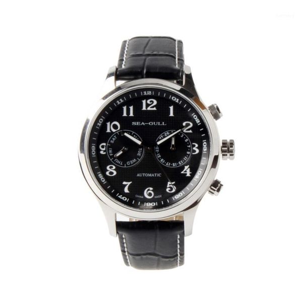 seagull day date dual time zone gmt guilloche arabic numerals luminous hands exhibition back automatic men's watch black dial wristwatc, Slivery;brown
seagull day date dual time zone gmt guilloche arabic numerals luminous hands exhibition back automatic men's watch black dial wristwatc, Slivery;brown