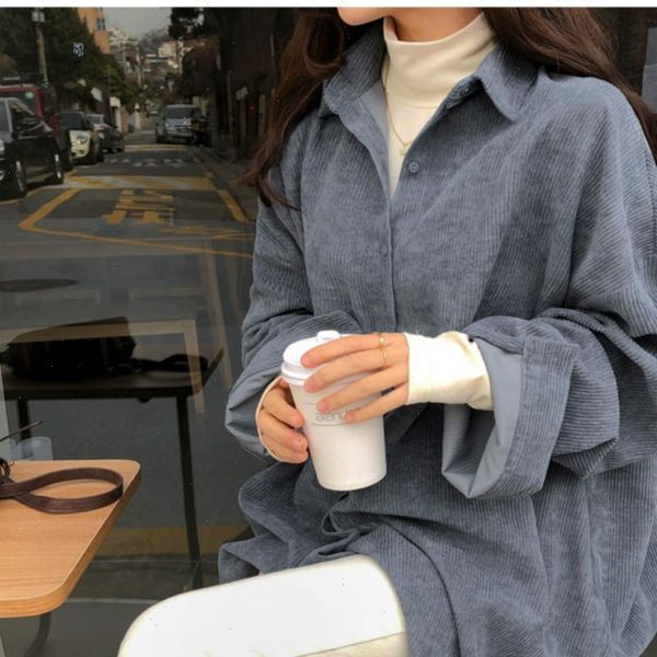 women autumn long sleeve beige corduroy shirt coat oversized long sleeve blouses single breasted drop shipping, White
women autumn long sleeve beige corduroy shirt coat oversized long sleeve blouses single breasted drop shipping, White