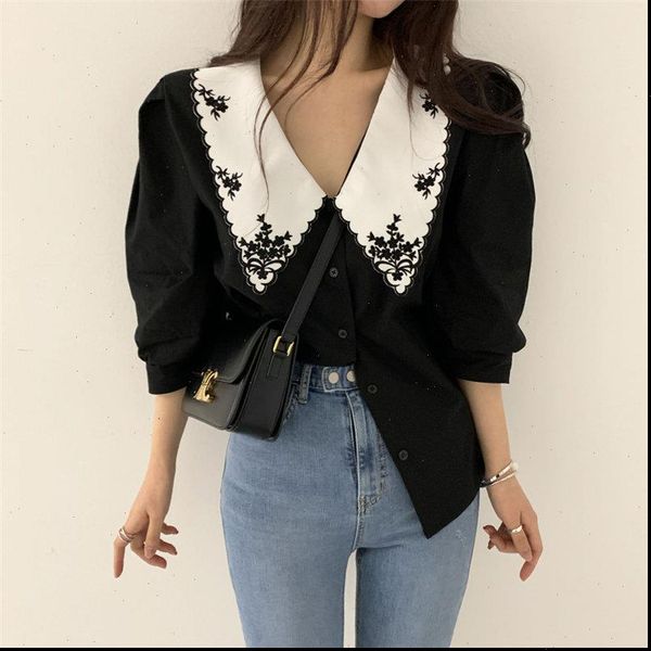 hzirip palace style retro embroidery 2021 gentle ol color hit plus leisure chic loose sweet casual women all match shirts, White
hzirip palace style retro embroidery 2021 gentle ol color hit plus leisure chic loose sweet casual women all match shirts, White