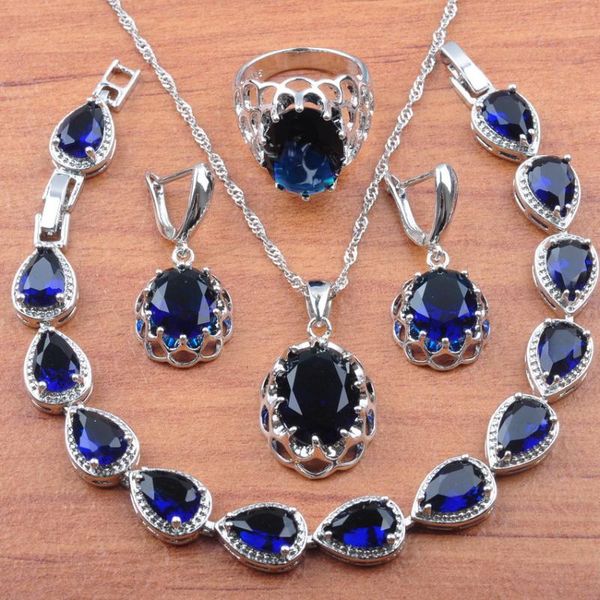 earrings & necklace lady jewelry sets wedding natural blue zirconia silver color pendant rings bracelet js0165
earrings & necklace lady jewelry sets wedding natural blue zirconia silver color pendant rings bracelet js0165