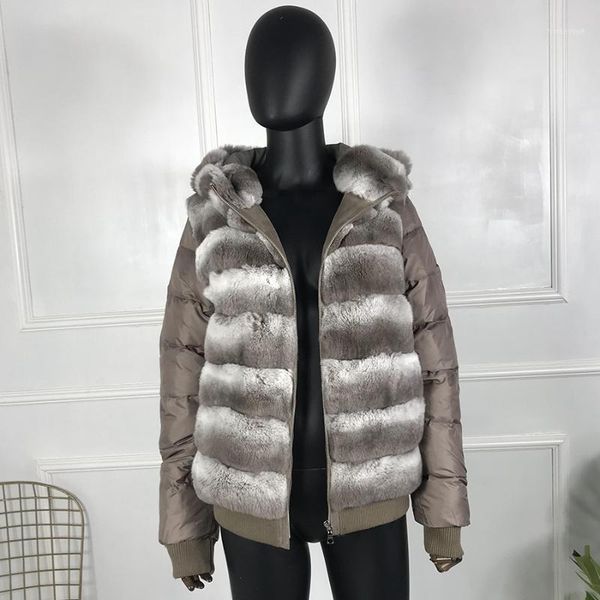 women's fur & faux nature rex coat with hood down sleeves bomber jacket real hooded women, Black
women's fur & faux nature rex coat with hood down sleeves bomber jacket real hooded women, Black