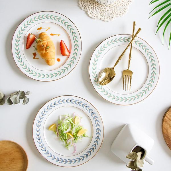 dishes & plates nordic green leaf dinner plate with gold rim decorative salad dessert ceramic for wedding party crockery l1
dishes & plates nordic green leaf dinner plate with gold rim decorative salad dessert ceramic for wedding party crockery l1