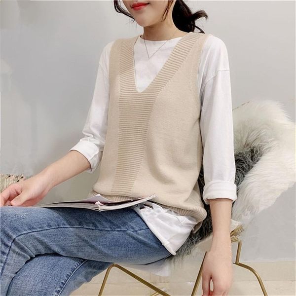 women's vests sweater women autumn winter knitted vest loose sleeveless v-collar sweaters, Black;white
women's vests sweater women autumn winter knitted vest loose sleeveless v-collar sweaters, Black;white