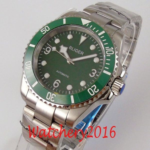 wristwatches 40mm bliger green dial luminous sapphire glass nh35 automatic movement men's watch oyster bracelet, Slivery;brown
wristwatches 40mm bliger green dial luminous sapphire glass nh35 automatic movement men's watch oyster bracelet, Slivery;brown