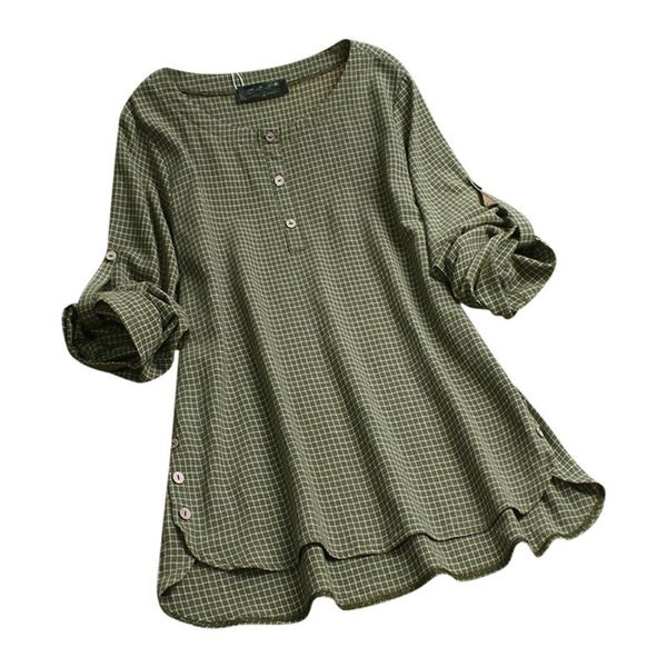 women's blouses & shirts fashion women o-neck long sleeve plaid print 2021 buttons cotton and linen harajuku female jumper, White
women's blouses & shirts fashion women o-neck long sleeve plaid print 2021 buttons cotton and linen harajuku female jumper, White