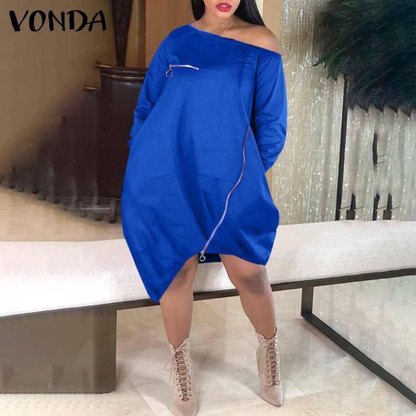 casual dresses 2021 vonda women midi dress one shoulder side zipper asymmetric long sleeve bohemian vestidos plus size robe, Black;gray
casual dresses 2021 vonda women midi dress one shoulder side zipper asymmetric long sleeve bohemian vestidos plus size robe, Black;gray