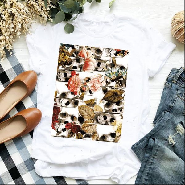 women lady cartoon compass floral skull horror print ladies t tee womens shirt clothes tshirt female graphic t shirt, White
women lady cartoon compass floral skull horror print ladies t tee womens shirt clothes tshirt female graphic t shirt, White