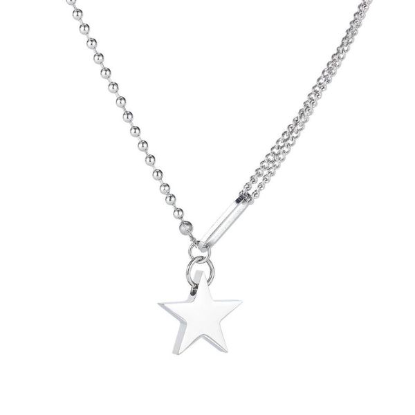 pendant necklaces xukim simple stitching star titanium steel necklace clavicle chain, Silver
pendant necklaces xukim simple stitching star titanium steel necklace clavicle chain, Silver
