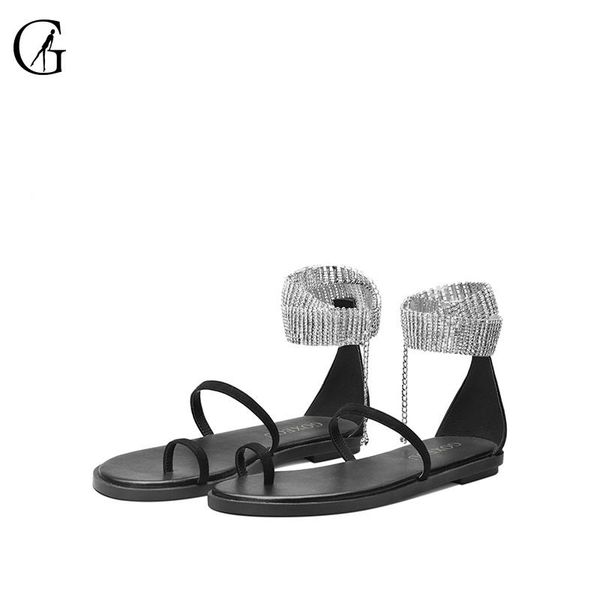 goxeou women's flat sandals flock ankle strap round toe black nude diamond jewelry buckle party fashion lady shoes size 32-46
goxeou women's flat sandals flock ankle strap round toe black nude diamond jewelry buckle party fashion lady shoes size 32-46