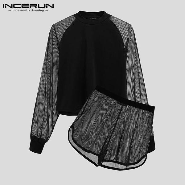men's tracksuits incerun men sets mesh patchwork see through 2021 long sleeve crop & shorts streetwear breathable fashion casual suits, Gray
men's tracksuits incerun men sets mesh patchwork see through 2021 long sleeve crop & shorts streetwear breathable fashion casual suits, Gray