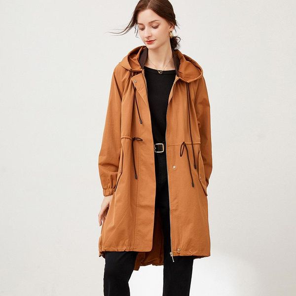 women's trench coats 4xl hooded coat for women 2021 autumn hoodies elastic waist black loose wind proof outwear female clothing, Tan;black
women's trench coats 4xl hooded coat for women 2021 autumn hoodies elastic waist black loose wind proof outwear female clothing, Tan;black
