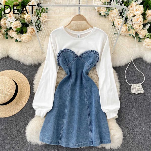 deat women spring autumn arrivals long sleeve patchwork round collar spliced fashion vintage denim dress mz851 210709, Black;gray
deat women spring autumn arrivals long sleeve patchwork round collar spliced fashion vintage denim dress mz851 210709, Black;gray