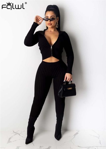 two piece dress fqlwl ribbed knitted suit set women club outfits zipper long sleeve black crop and pants winter matching, White
two piece dress fqlwl ribbed knitted suit set women club outfits zipper long sleeve black crop and pants winter matching, White