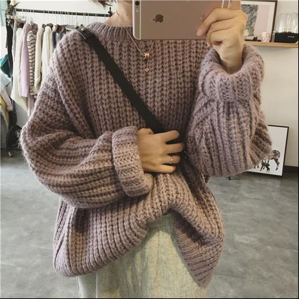 2021 korean winter womens new retro loose coarse wool pullover sweater winter women harajuku pullovers sweater, White;black
2021 korean winter womens new retro loose coarse wool pullover sweater winter women harajuku pullovers sweater, White;black