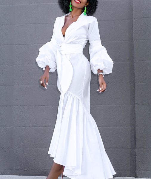 women white v neck sleeves elegant party with waist belt high slit ruffles irregular length summer 2021 outfits new kjbz, Black;gray
women white v neck sleeves elegant party with waist belt high slit ruffles irregular length summer 2021 outfits new kjbz, Black;gray