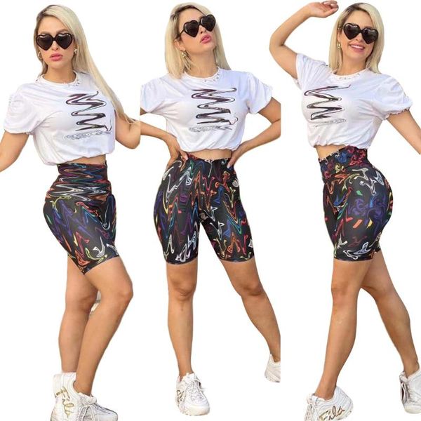 women's tracksuits 2021 summer casual fashion short-sleeved slim street three-color optional printed shorts two-piece suit, Gray
women's tracksuits 2021 summer casual fashion short-sleeved slim street three-color optional printed shorts two-piece suit, Gray