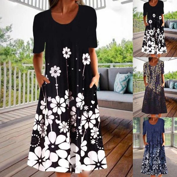 casual dresses vintage women sundress beach long dress boho elegant robe, Black;gray
casual dresses vintage women sundress beach long dress boho elegant robe, Black;gray
