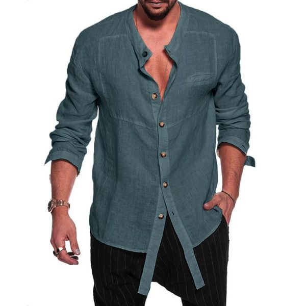 men's casual shirts spring summer solid cotton linen fashion single breasted loose shirt streetwear men long sleeve stand collar, White;black
men's casual shirts spring summer solid cotton linen fashion single breasted loose shirt streetwear men long sleeve stand collar, White;black