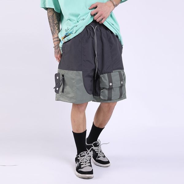 men's shorts high street drawstring color block pockets cargo men and women straight retro oversize overalls casual summer short s, White;black
men's shorts high street drawstring color block pockets cargo men and women straight retro oversize overalls casual summer short s, White;black