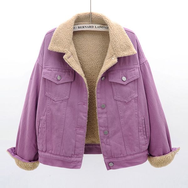korean fashion 4 color short denim women yellow outerwear big size loose winter thick warm lamb fur jeans jacket female 85r0, Black;brown
korean fashion 4 color short denim women yellow outerwear big size loose winter thick warm lamb fur jeans jacket female 85r0, Black;brown
