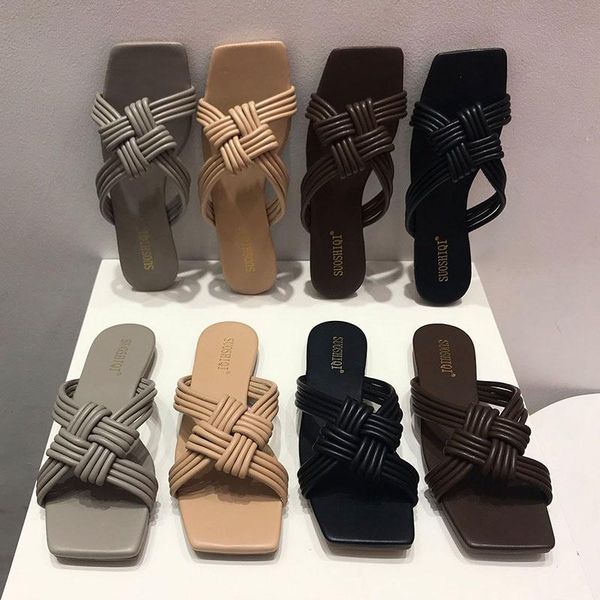 slippers 2021 fashion brand narrow weave women square toe flat casual shoes summer slide outdoor flip flops beach sandals mujer, Black
slippers 2021 fashion brand narrow weave women square toe flat casual shoes summer slide outdoor flip flops beach sandals mujer, Black
