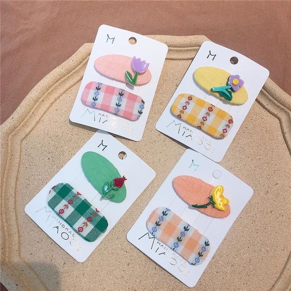 hair accessories 2 pcs korean fashion children's cute flower oval bb clip kids sweet girl princess plaid fabric hairpins, Slivery;white
hair accessories 2 pcs korean fashion children's cute flower oval bb clip kids sweet girl princess plaid fabric hairpins, Slivery;white
