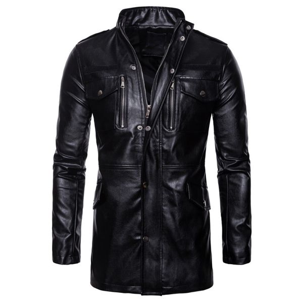 men autumn men's casual leather jacket pu motorcycle coat multi-pocket outerwear masculine 5xl oq1f, Black
men autumn men's casual leather jacket pu motorcycle coat multi-pocket outerwear masculine 5xl oq1f, Black