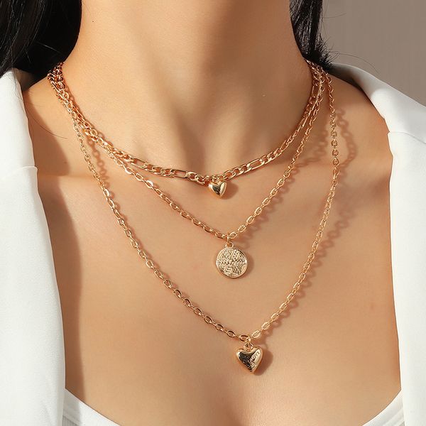 nz1002 fashion jewelry simple geometry 3-layer creative versatile love pendant necklace, Silver
nz1002 fashion jewelry simple geometry 3-layer creative versatile love pendant necklace, Silver