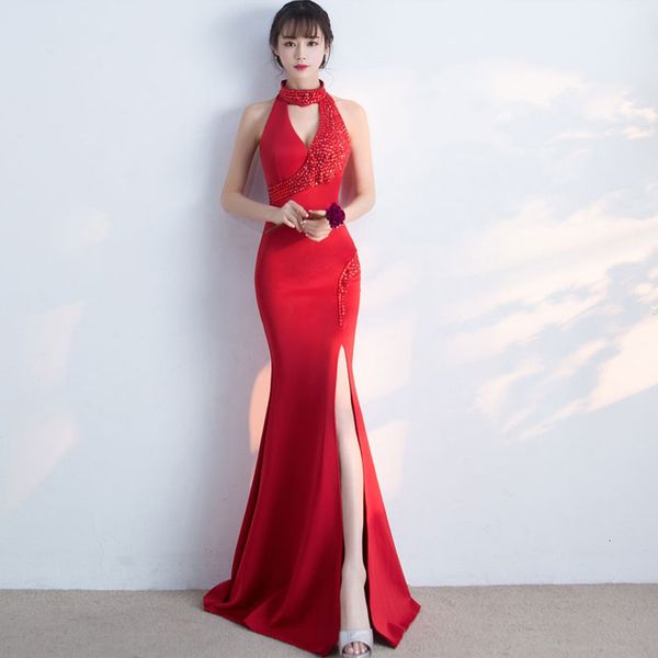 ladies halter club split toasting bride red fishtail diamond sleeveless evening dress j3fg, Black;gray
ladies halter club split toasting bride red fishtail diamond sleeveless evening dress j3fg, Black;gray