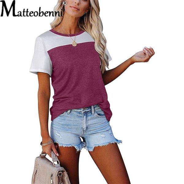 women's t-shirt s-2xl large size 2021 summer women contrast stitching short-sleeved ladies fashion casual loose streetwear, White
women's t-shirt s-2xl large size 2021 summer women contrast stitching short-sleeved ladies fashion casual loose streetwear, White