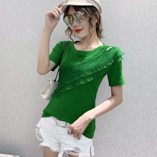 2021 summer korean clothes t-shirt fashion hollow out diamonds cotton women ropa mujer short sleeve ruffles tees new t06824 u171, White
2021 summer korean clothes t-shirt fashion hollow out diamonds cotton women ropa mujer short sleeve ruffles tees new t06824 u171, White