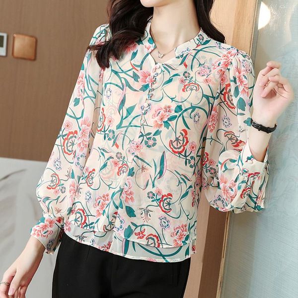 women's blouses & shirts france style floral chiffon fashion elegant ladies spring summer long sleeve blusas mujer, White
women's blouses & shirts france style floral chiffon fashion elegant ladies spring summer long sleeve blusas mujer, White
