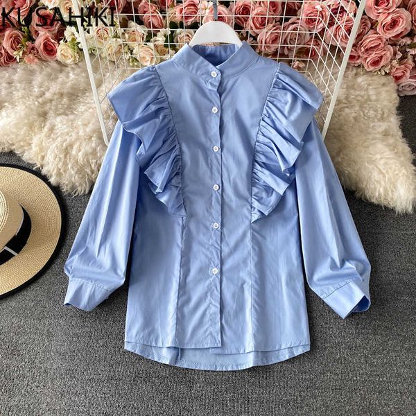 spring women shirt korean ruffle patchwork causal blouse single breasted stand neck blusas camisas mujer 6f772 210603, White
spring women shirt korean ruffle patchwork causal blouse single breasted stand neck blusas camisas mujer 6f772 210603, White