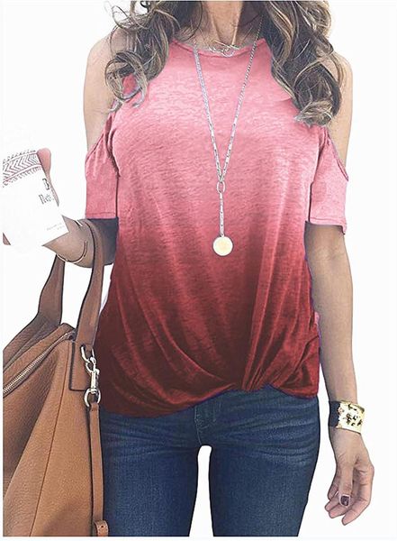 women's t-shirt donsignet summer round neck pullover solid color gradient printing short-sleeved clothes women, White
women's t-shirt donsignet summer round neck pullover solid color gradient printing short-sleeved clothes women, White