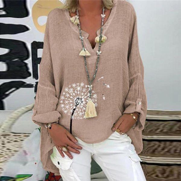 women's blouses & shirts women blousel spring inen cotton s v-neck long sleeve casual dandelion floral print plus size loose shirt fema, White
women's blouses & shirts women blousel spring inen cotton s v-neck long sleeve casual dandelion floral print plus size loose shirt fema, White