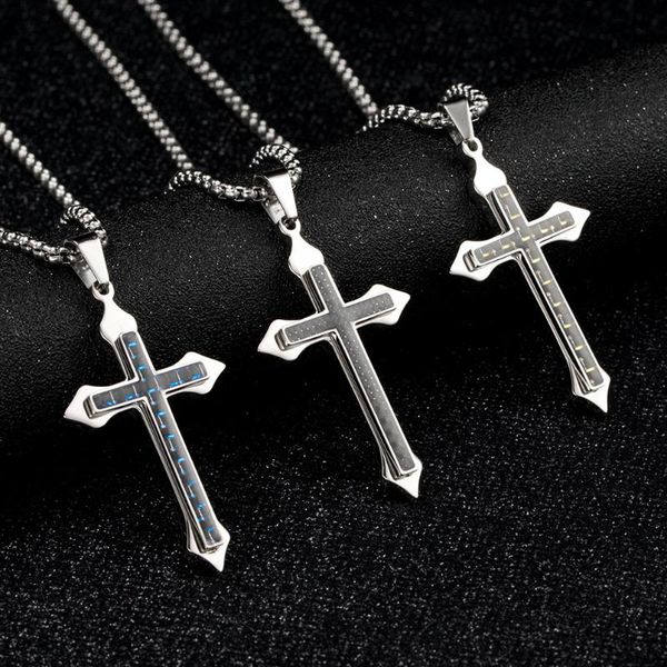 pendant necklaces japanese and korean titanium steel inlaid carbon fiber double-layer stacked cross men's women's necklace, Silver
pendant necklaces japanese and korean titanium steel inlaid carbon fiber double-layer stacked cross men's women's necklace, Silver