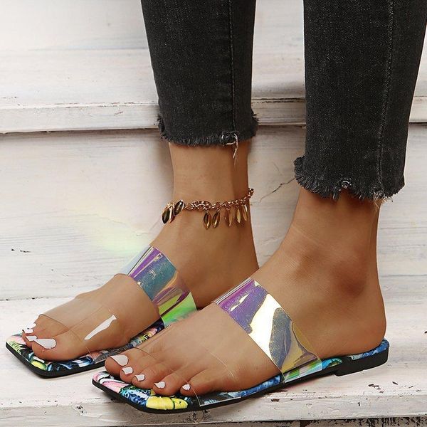 slippers women's shoes fashion color transparent pvc simple open toe printing insole square low heel comfortable casual sandals, Black
slippers women's shoes fashion color transparent pvc simple open toe printing insole square low heel comfortable casual sandals, Black